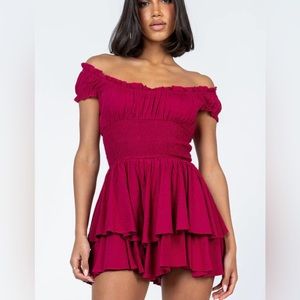 Princess Polly Love Galore Romper Burgundy Size 4